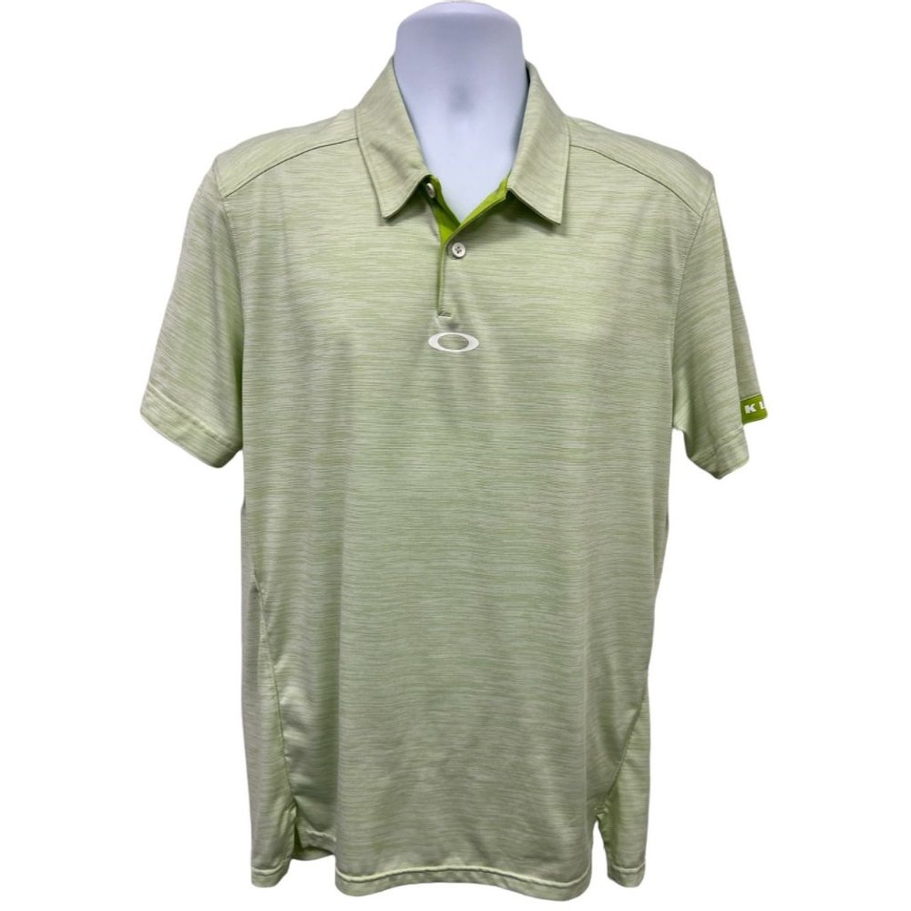 Oakley Men's Short Sleeve Green Blend Pin Stripe Polo Shirt Size Large